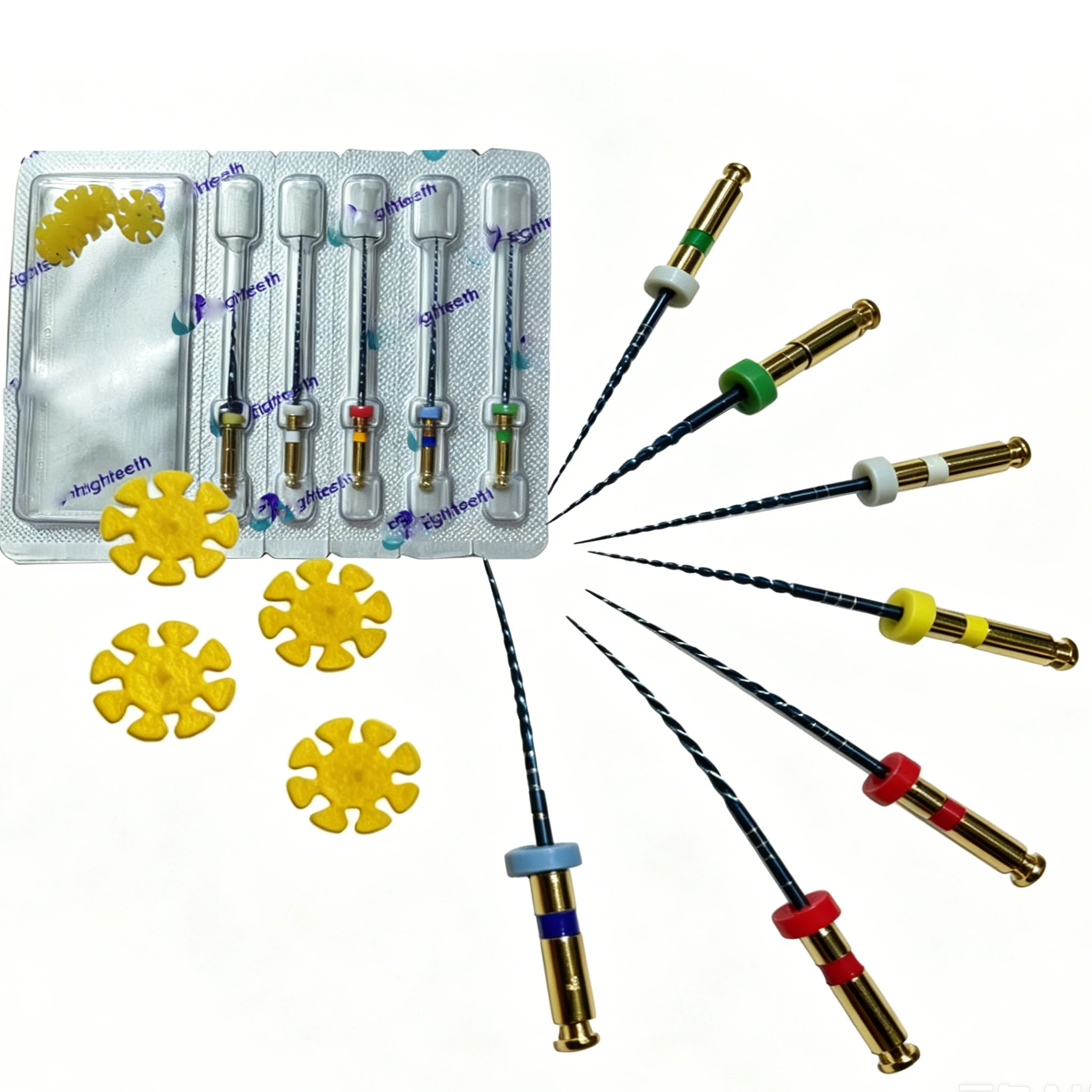 60pcs/ 10set Dental Root Canal Files Large Taper Machine Expanding Needles E-FLEX Blue Nickel Titanium Machine Root Canal Files