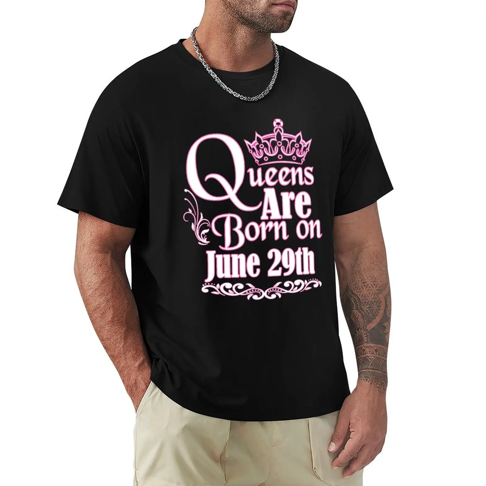 Queens Are Born On June 29th Funny Birthday T-Shirt anime t shirts oversize T-Shirt