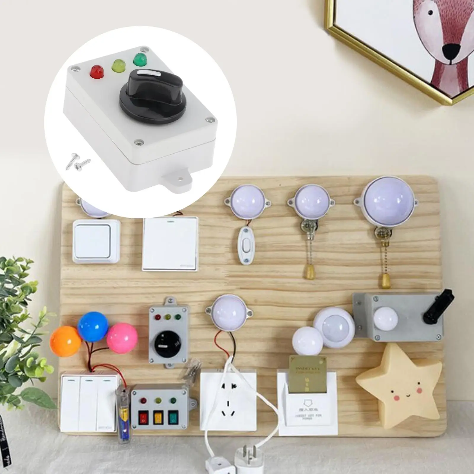 Interruptor de simulação LED Light Placa ocupada Habilidades básicas Brinquedo infantil Presente de aniversário