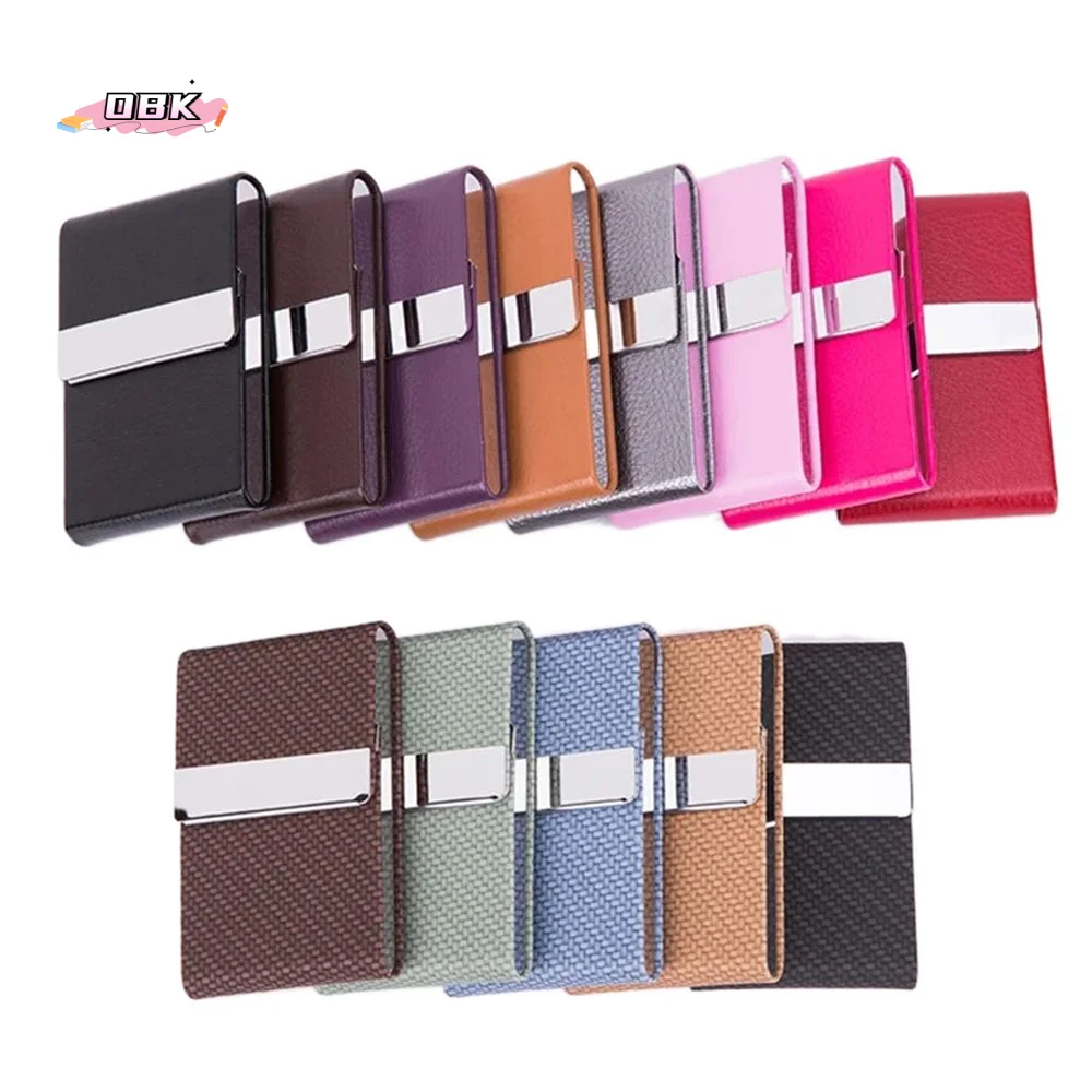 PU Leather Business Card Case Stainless Steel Fashion Buckle Name Card Holder Multicolor Metal ID Case Card Box Credit Card