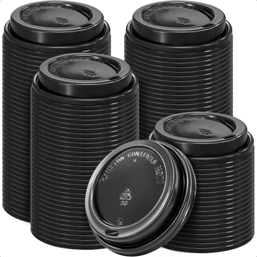 

240 Pack Coffee Cup lids 3.54'' LeakProof Plastic Cup Lids for 10 12 16 20oz Paper Cups Hot Cold Drinking Cup Lids Black