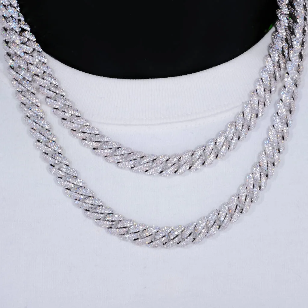 

10mm Iced Cuban Link Chain White Gold Color 2 Rows Bling 5A+ Cubic Zirconia Diamond Necklace Luxury Jewelry Gift for Men Women