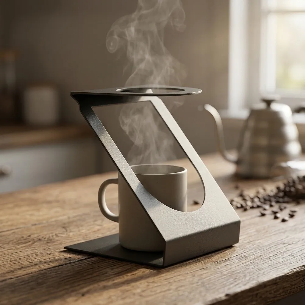 Z-Style Dripper Holder Features Minimalist Frame Design That Complements Modern Kitchen and Specialty Coffee Station Aesthetics