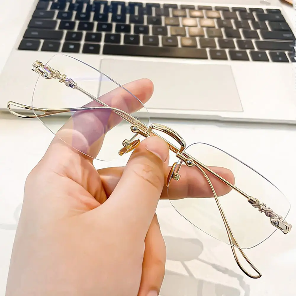 Vintage Blue Ray Blocking Anti-Blue Light Glasses Eye Protection Metal Oversized Eyeglasses Ultralight Computer Goggles Office image 2