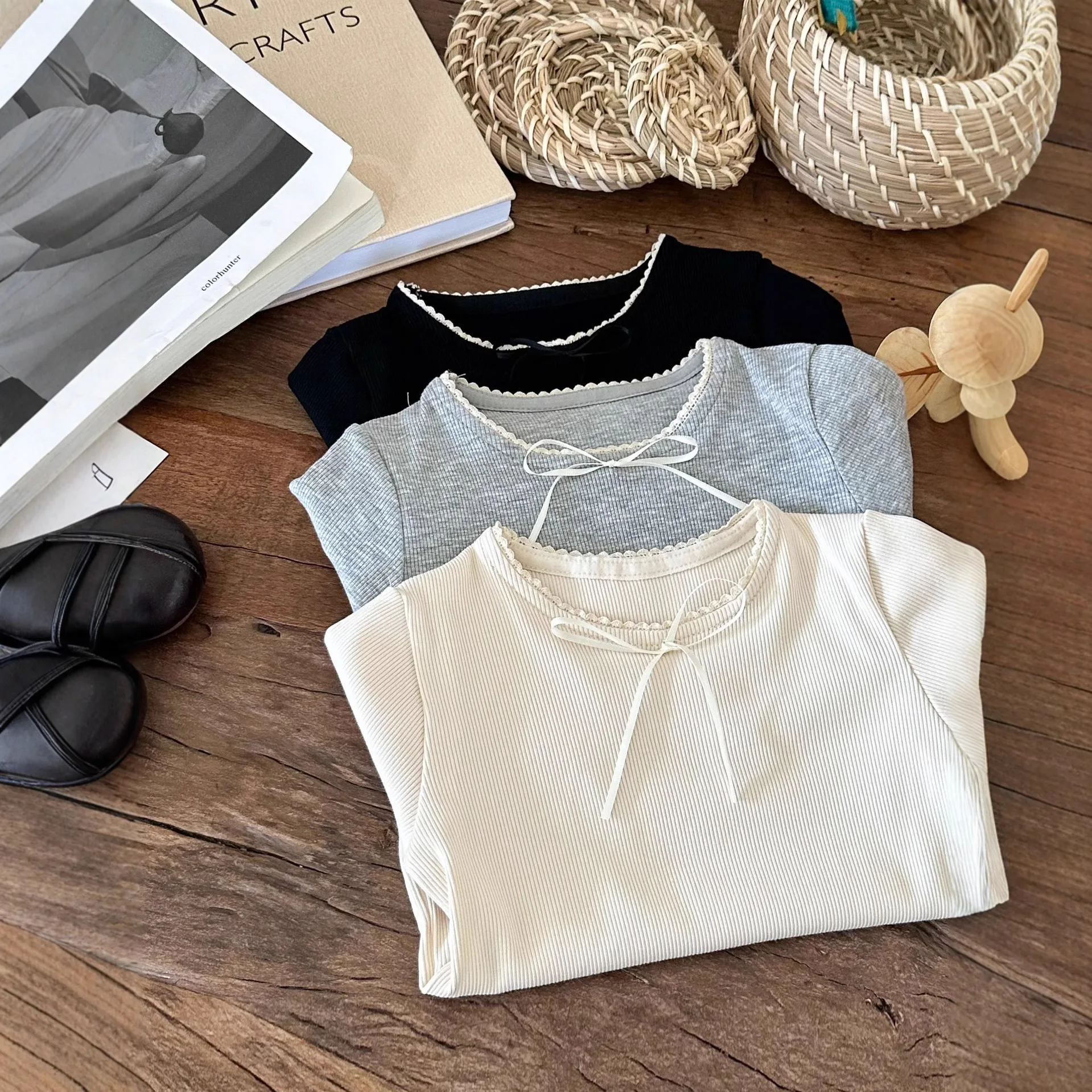 

2025 Autumn New Girls Long Sleeve Bottoming Shirts Solid Children Cotton T Shirts Cute Baby Girl Bow Tops Kids Clothes