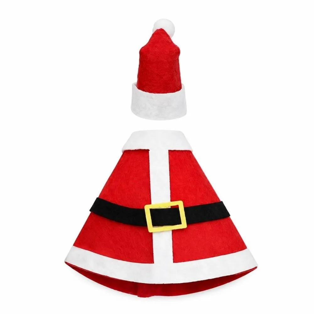 Fabric Goose Statue 7-Inch Christmas Tree Shaped Pet Clothes With Hat Red And White Striped Scarf Christmas Ornament Office Desk