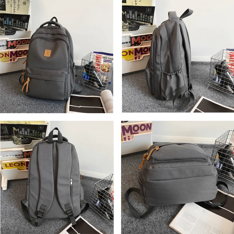 Woman Man Nylon Backpack Solid Color Vintage Travel Laptop Rucksack 2023 New School Bag For Teenage Girls Boys High Quality