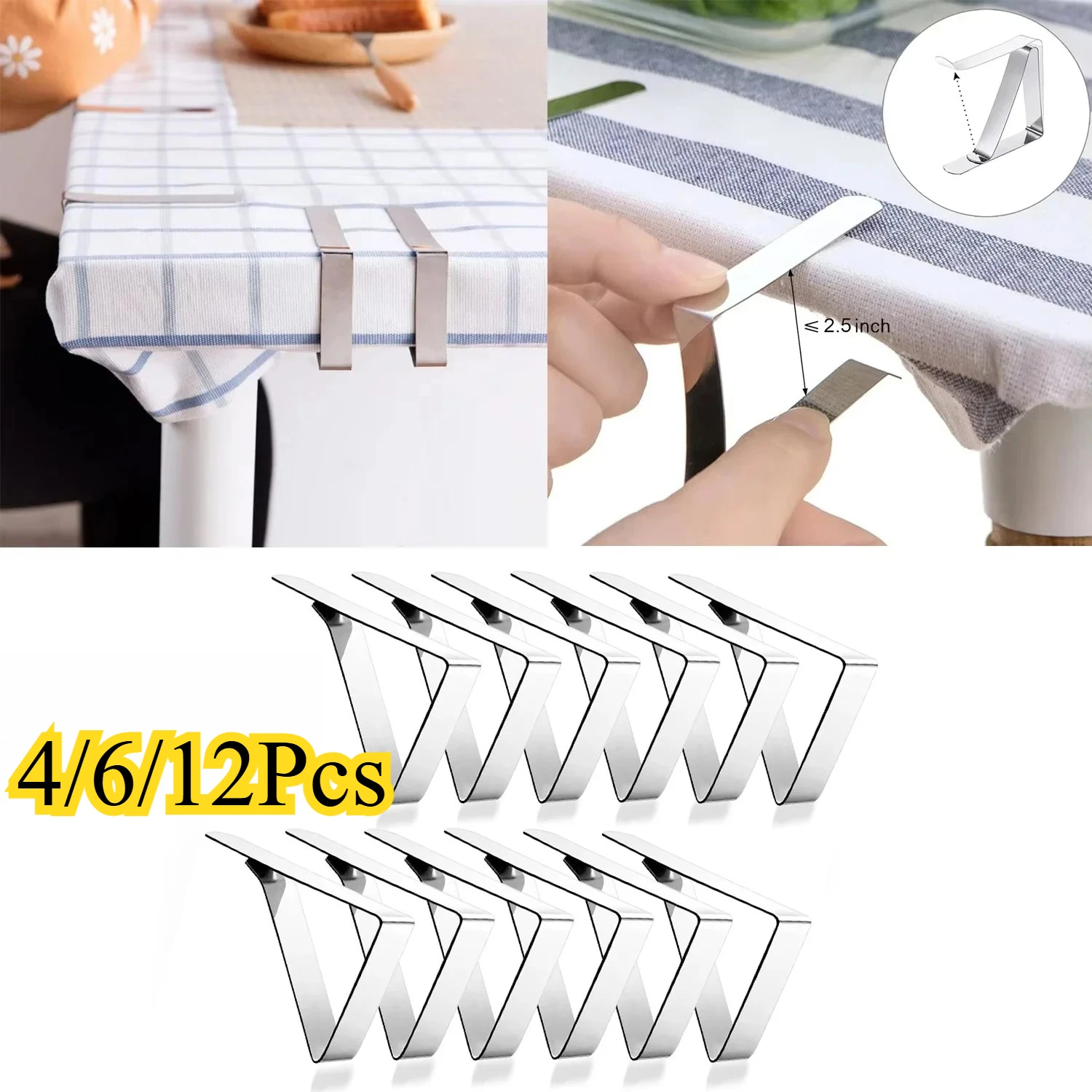 4/6/12 Uds Clips para mantel-Clips para mantel de Picnic-Abrazaderas para cubierta de mantel de acero inoxidable-Clips para mesa para fiesta de bodas