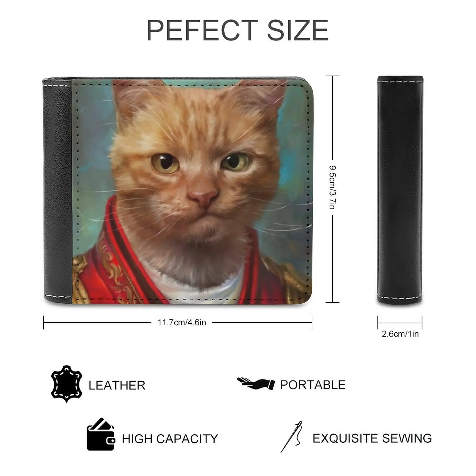 The Ferns Black Cat Version Men's Wallet Leisure Travel Lightweight Portable Wallets Short Style Male Purse Black Cat Cat Kitty