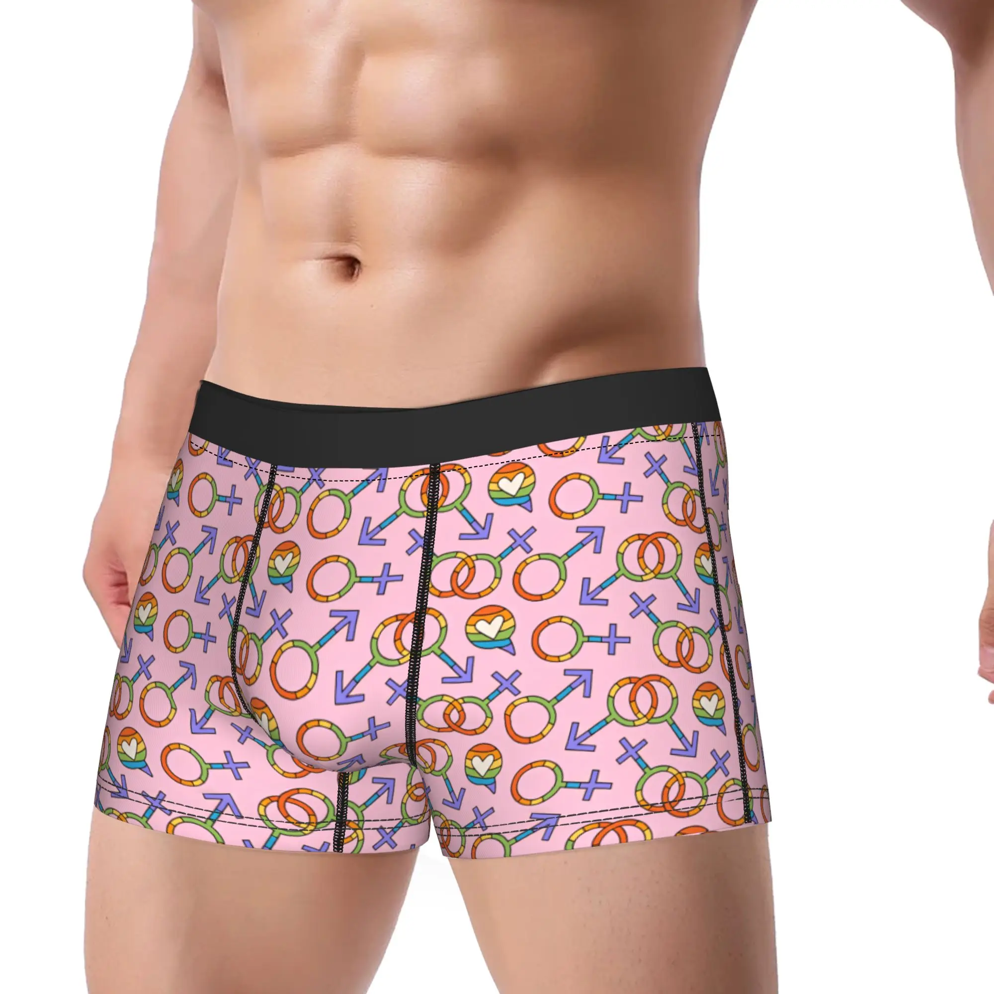 LGBT seamless pattern with male and female Symbols Underwear  Breathable Underpants Custom Boxer Brief For Man Pouch Boxershorts