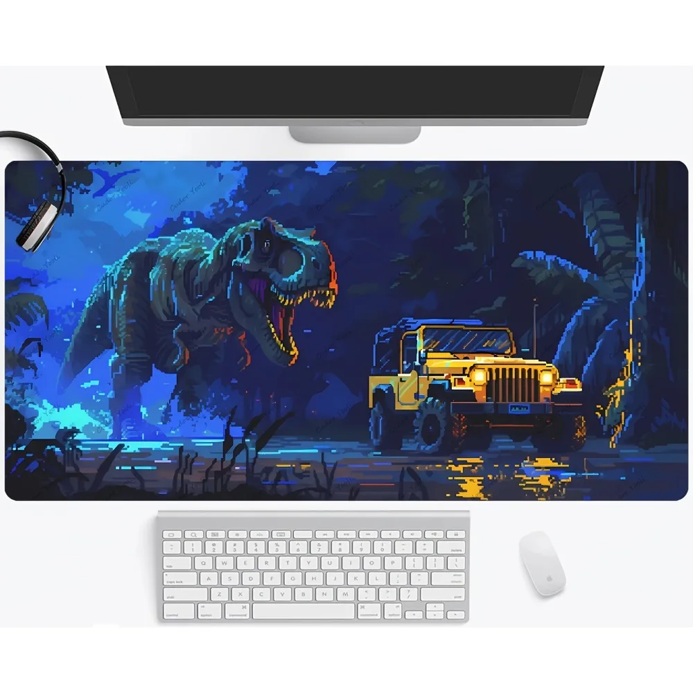 Pixel Art Dinosaur Board Game Mouse Pad | Non-Slip Rubber Base Large Desk Mat for Office