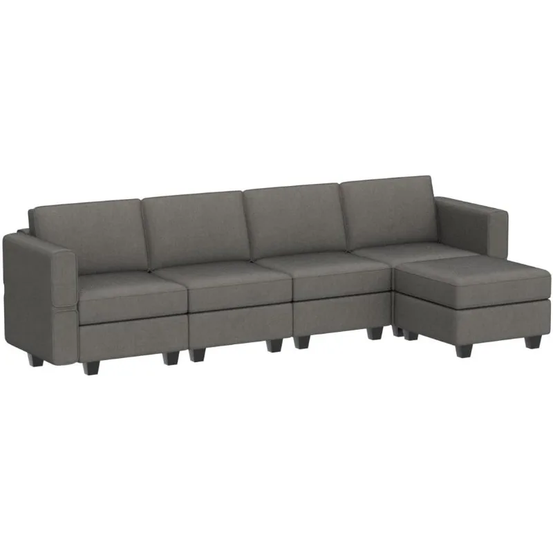 L-förmiges Sofa mit Sitz mit Stauraum, Stoff, modulare Sofagarnitur, wendbare Chaiselongue, L-Couch, Sofagarnitur, Grau