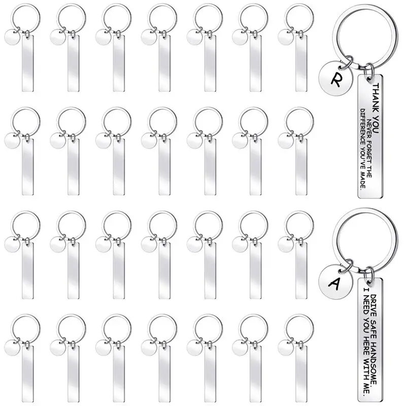 30 Pcs Engravable Metal Keychain Blanks Metal Stamping Blanks For Engraving Stainless Steel Blank Key Ring Tags Eco-Friendly