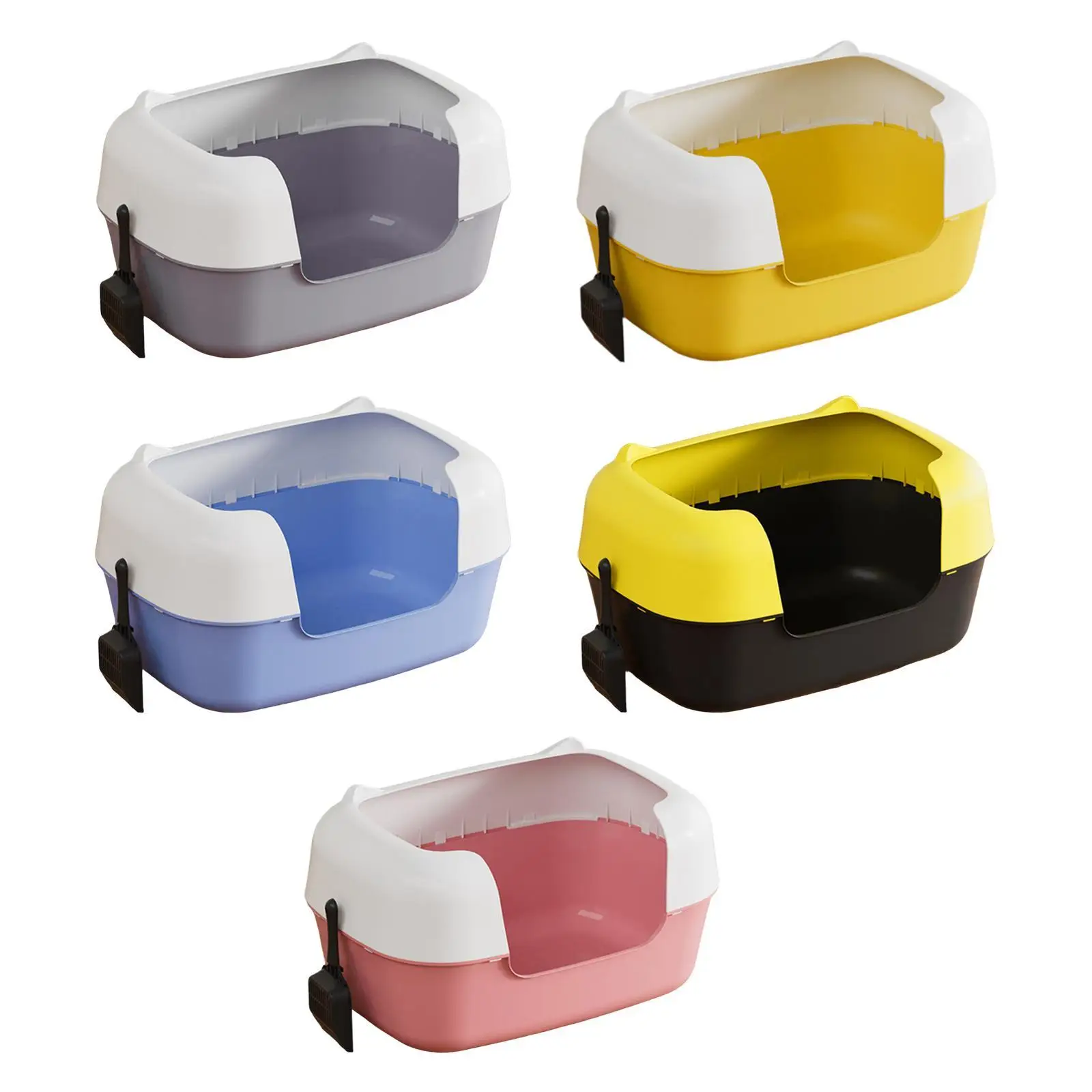 Cat Litter Box Sifting Litter Tray Bedpan Kitten Toilet High Sided Removable for