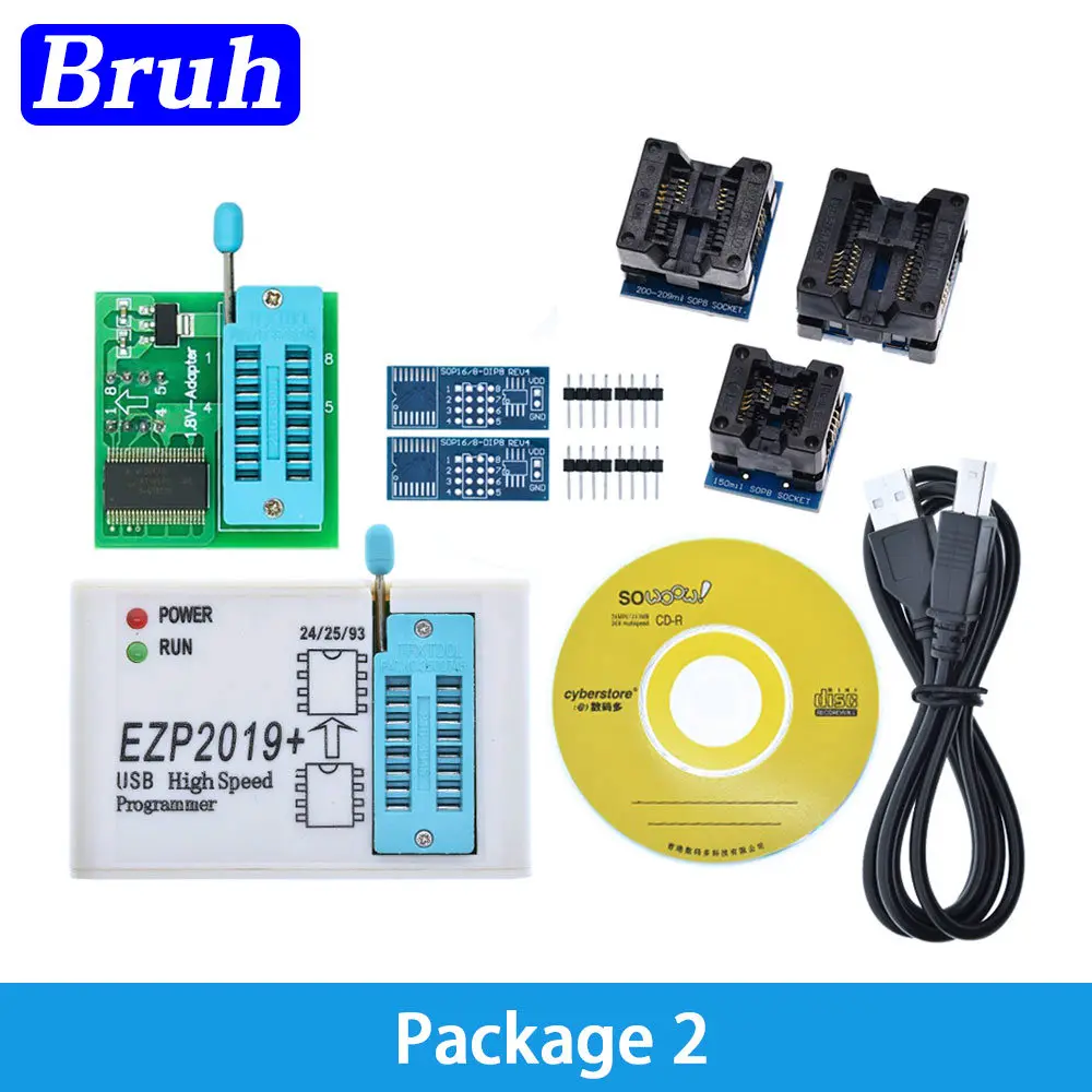 Overseas Newest Version EZP2019 High-speed USB SPI Programmer ezp 2019+12 Adapters Support 24 25 93 EEPROM 25 Flash BIOS Chip