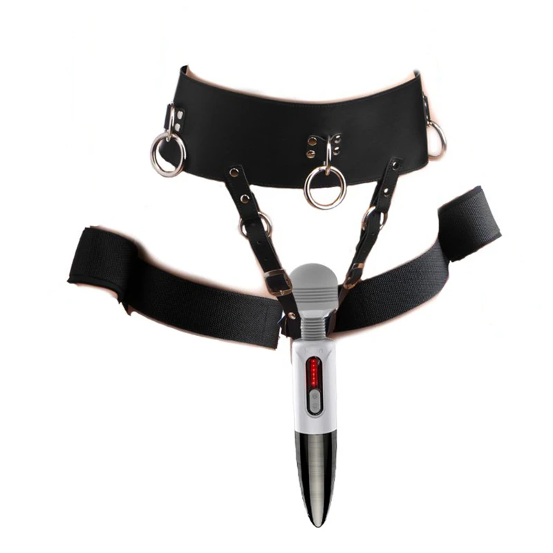 Thierrry Forced Orgasm Restraint Kit Chastity Briefs  Wtrap Device AV Vibrator Masturbation Belt Wrist to Thigh Cuffs Bondage