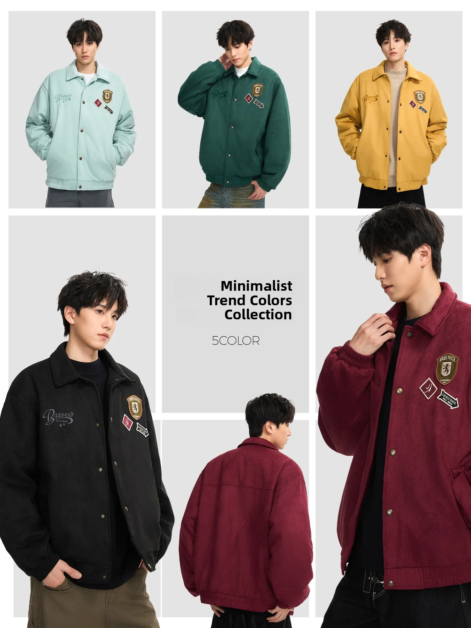 العث متفوقة الأمريكية الرجعية المطرزة القطن Jaet الرجال الخريف الشتاء جديد Sle الجلد المدبوغ ملابس خارجية فضفاضة غير رسمية