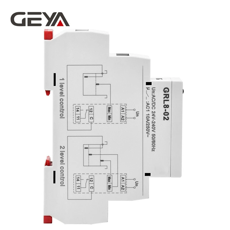 3X GEYA GRL8-02 Liquid Control Relay Level Control Relay 10A ACDC24V-240V Wide Range Voltage Water Pump Relay