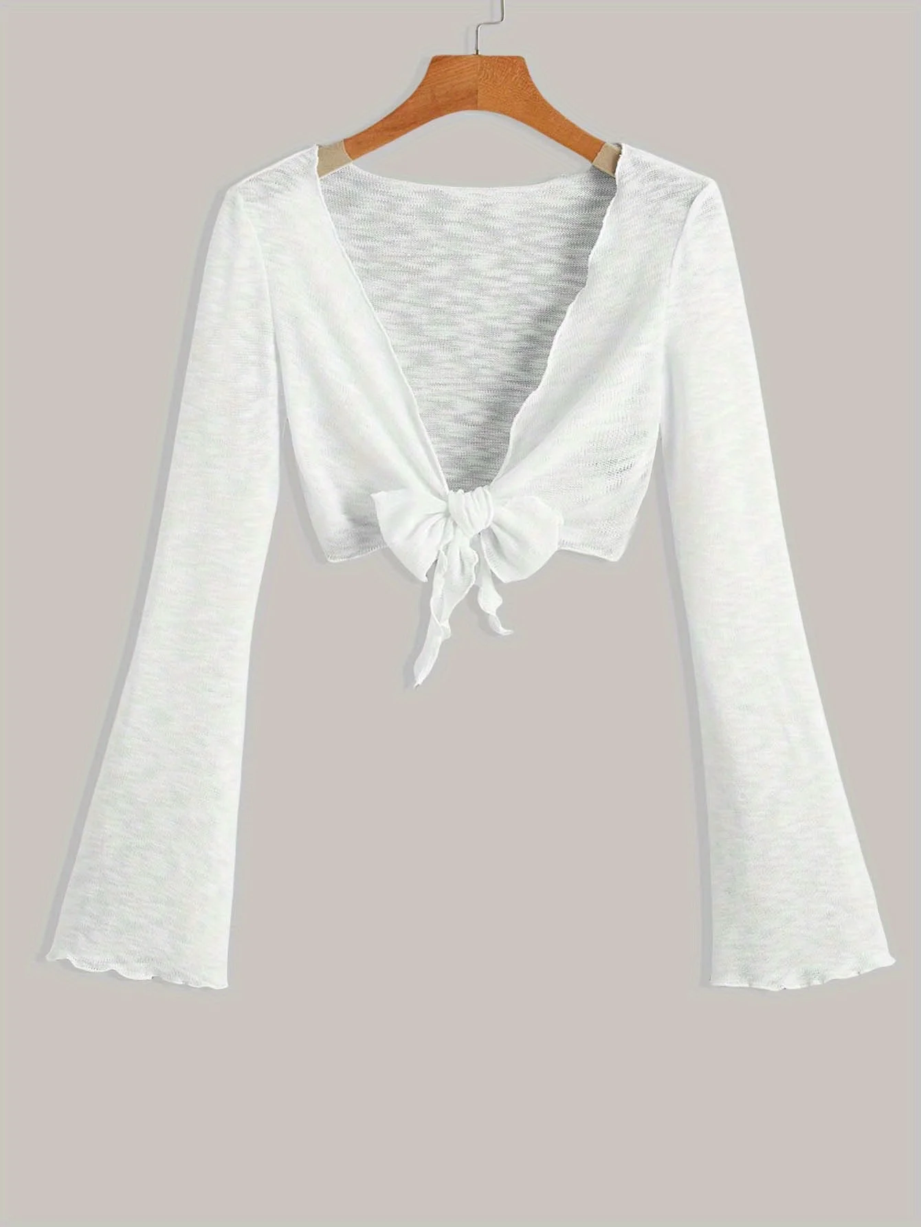 Elegante Sommer-Basic-Gaze-Strickjacke für Damen, stilvoll und bequem, leichter und atmungsaktiver Stoff – Detail 3