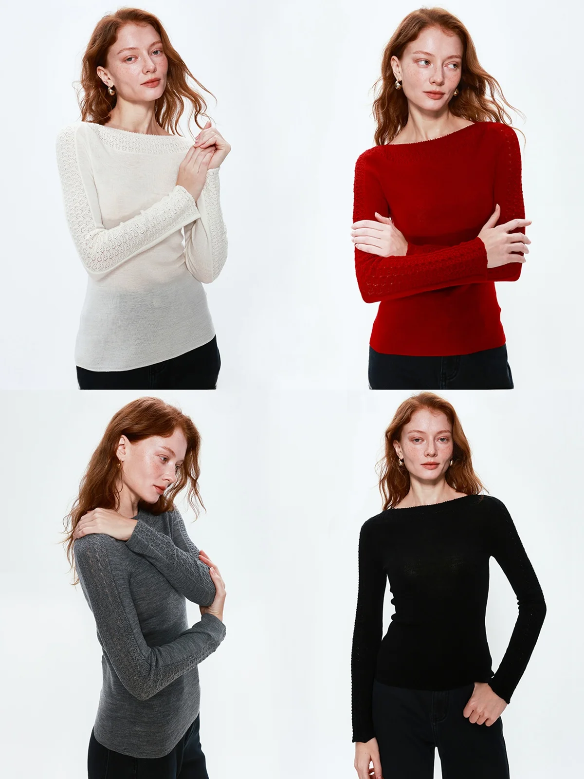 

Koish Slim Fit Knitted Wool Top One Shoulder Hook Embroidery Base Shirt Beautiful Fine Merino Wool Women's Fashion Daily Wear