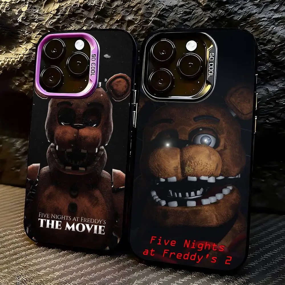 

Five N-Nights At-Freddys-s Fnaf Phone Case For iPhone 17,16,15,14,13,12,11 Plus,Pro Max,XS,Colorful Silver Black Cover