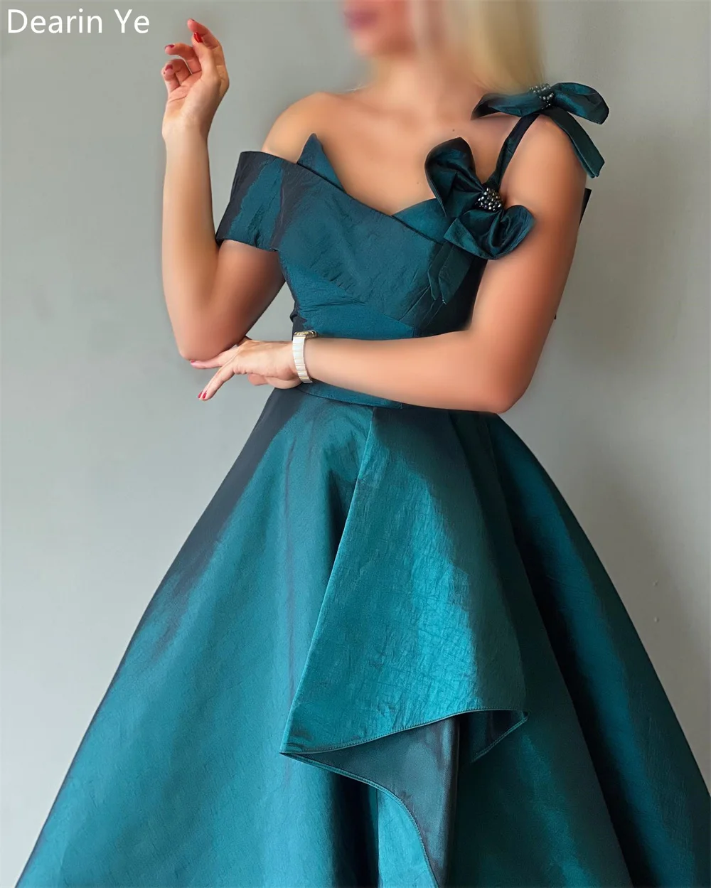 Customized Prom Gown Formal Dearin Spaghetti Strap A-line Floor Length Skirts Bows Layered Draped Bespoke Occasion Dresses Saudi