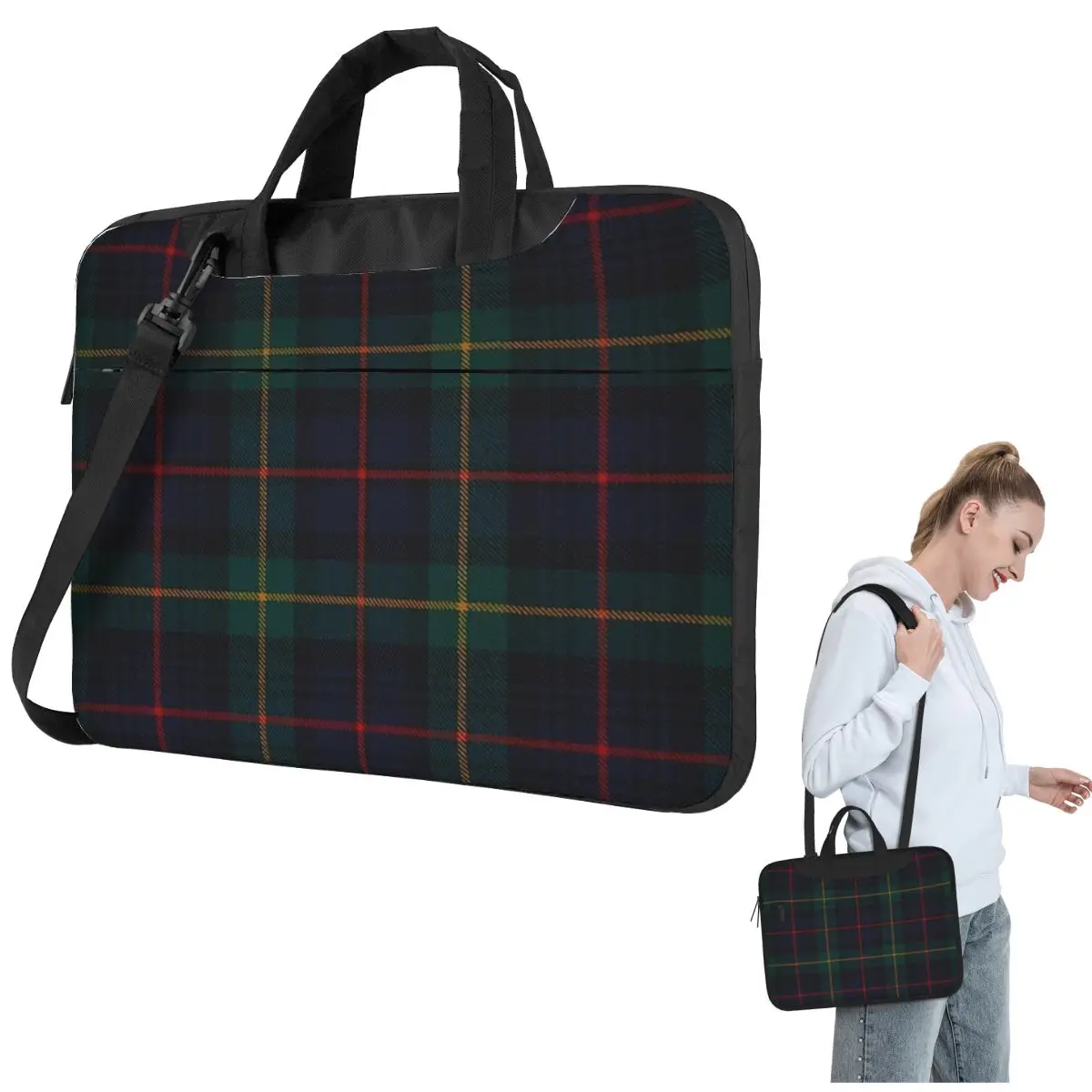 Farquharson Scottish Tartan Crossbody Laptop Bag Case Computer Bag Resistant Protective Notebook Pouch for Macbook Pro