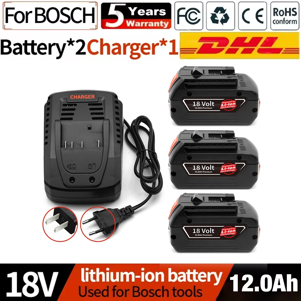 

100% Brand New 12000mAh Rechargeable Lithium-ion Tool Battery Suitable for Bosch 18V 12.0Ah 12000mAh Replaceable BAT609 BAT609G