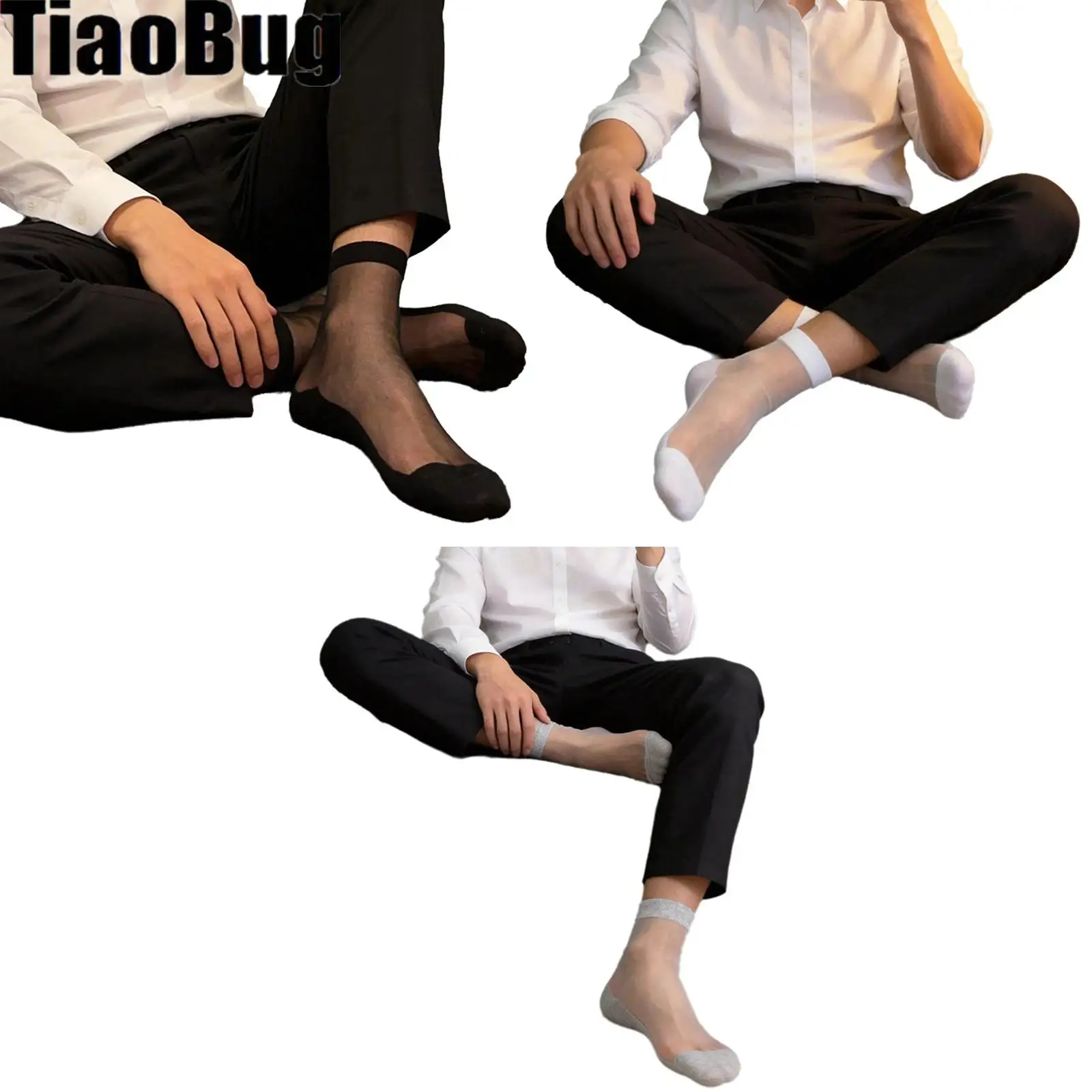 

3 Pairs Men Formal Thin Sheer Transparent Socks Sweat-absorbing Breathable Mid-calf Business Socks for Daily Wear