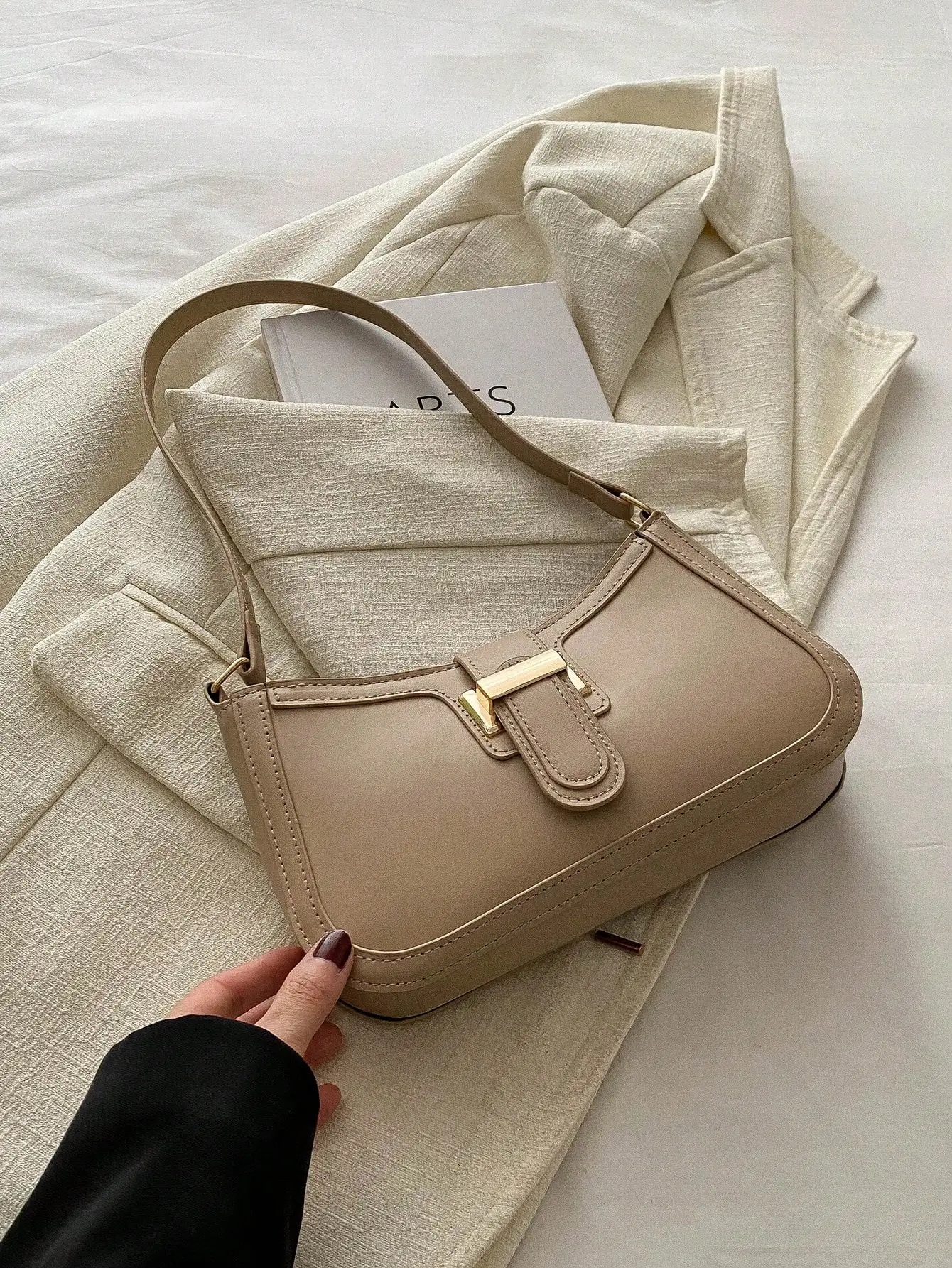 

Elegant Crescent Underarm Shoulder Bag, Women's Fashion Casual Solid Color Underarm Bag