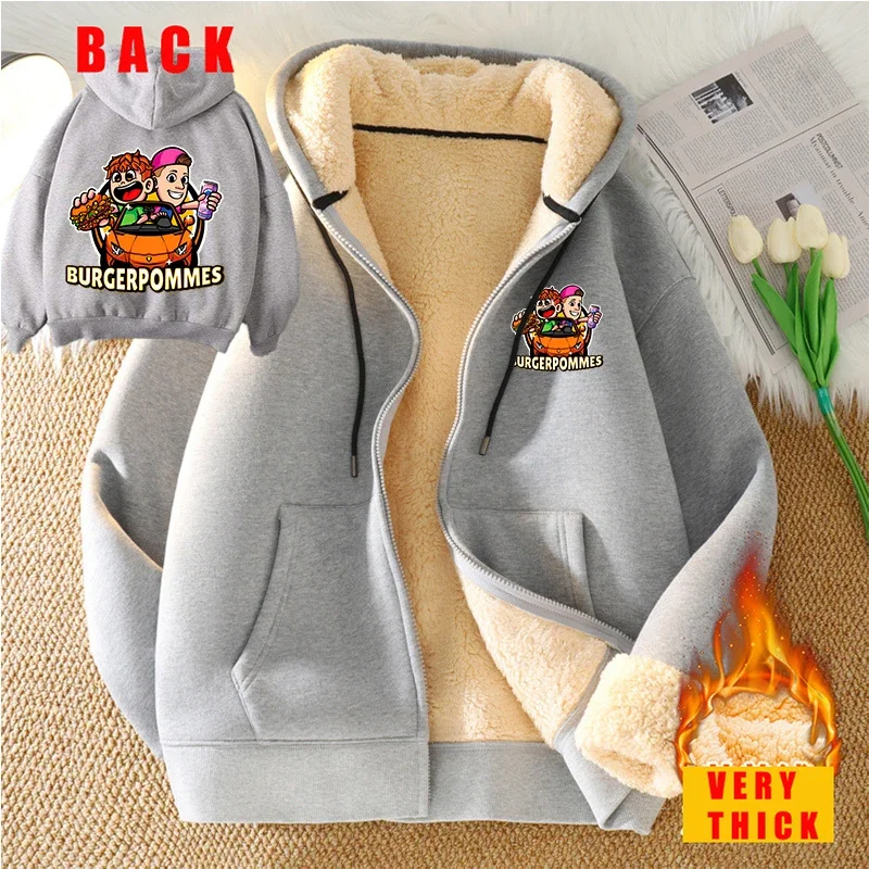 New Burgerpommes Icrimax Adult Jacket Men Women Anime Figures Print Cardigan Coat Winter Warm Thick Clothes Top Sweatshirt Gift