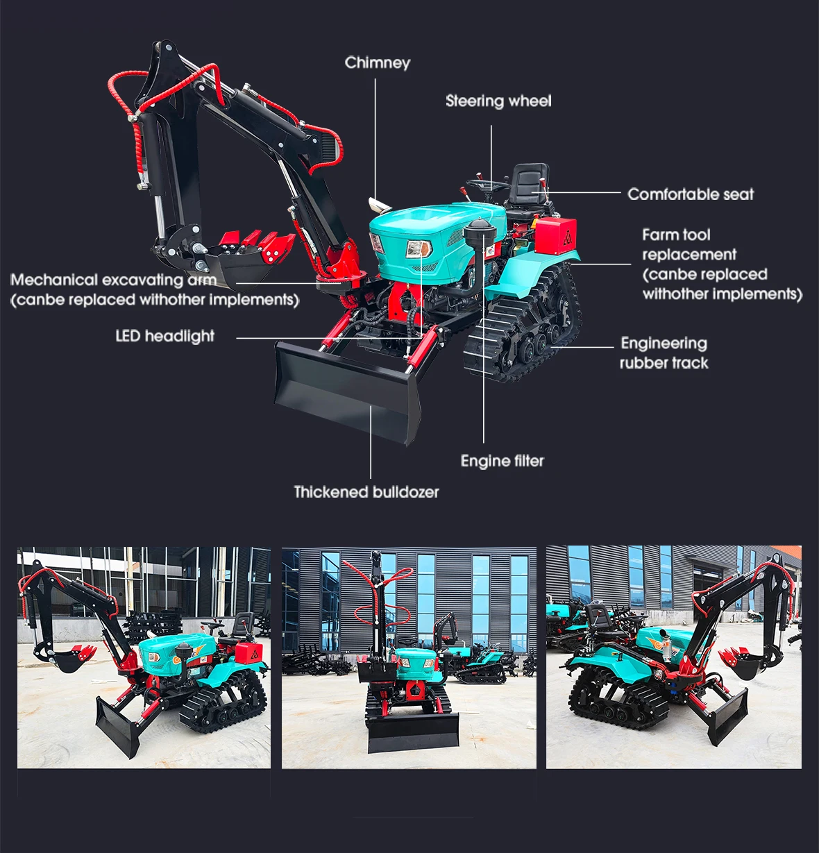 50 PS Mini-Raupenschlepper Multifunktionaler EPA-Zertifizierter Traktor für Landwirtschaftliche Nutzung Werksanpassung – Detail 6