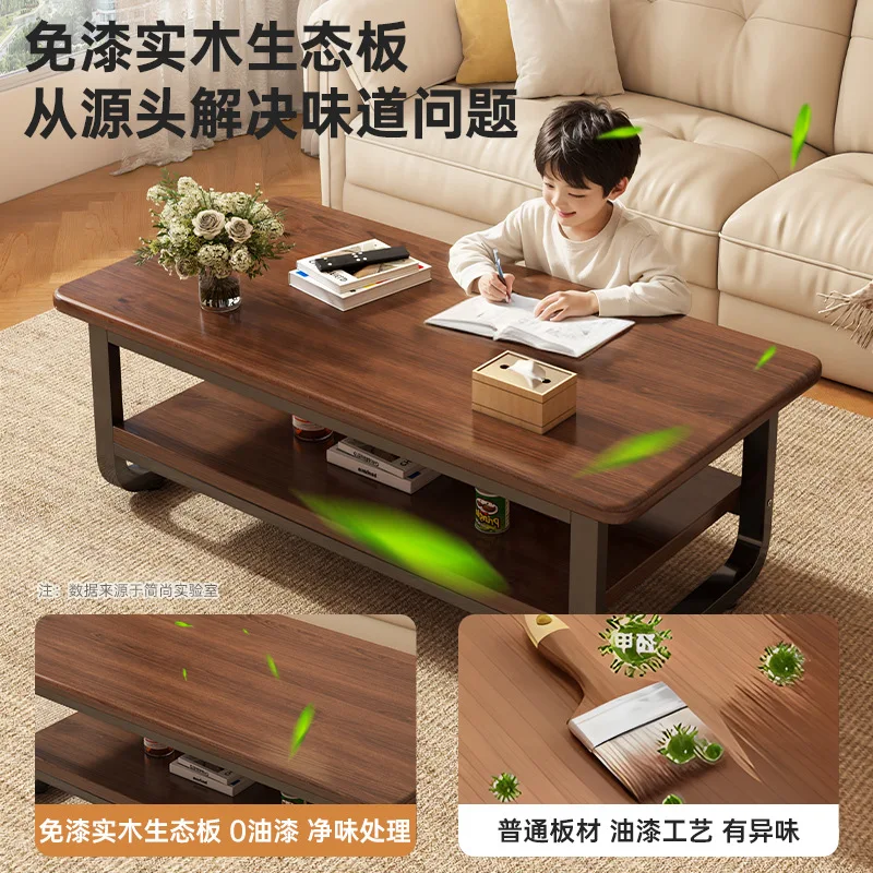 AOLIVIYA طاولة القهوة الخشبية الصلبة غرفة المعيشة المنزل بسيط مكتب طاولة الشاي أريكة بسيطة الطابق الجانبي مركز طاولة صغيرة #3