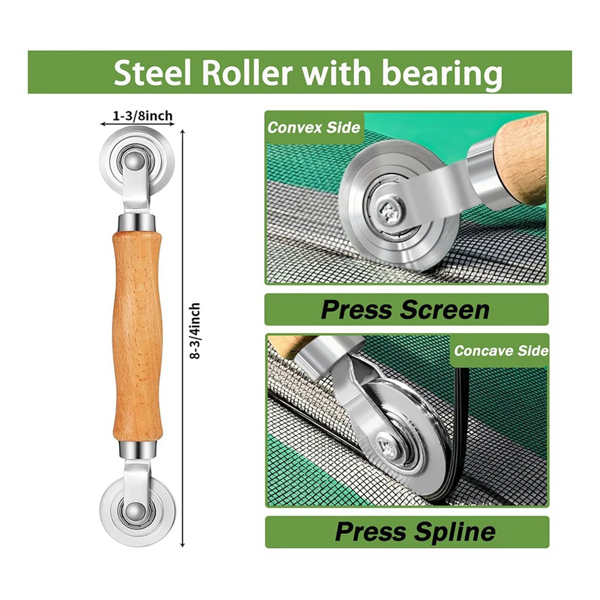 Screen Roller Tool,Screen Spline Tool,Spline Roller,3-In-1 Screen Door Repair Kit for Installing Door and Window Screens