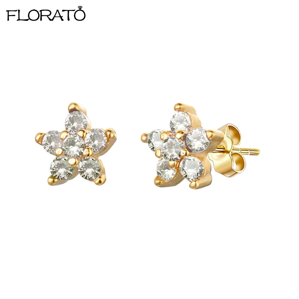 925 Silver Needle Shiny Zircon Stud Earrings Women Style Cute Sweet Jewelry Accessories Simple Fashion Jewelry Accessories