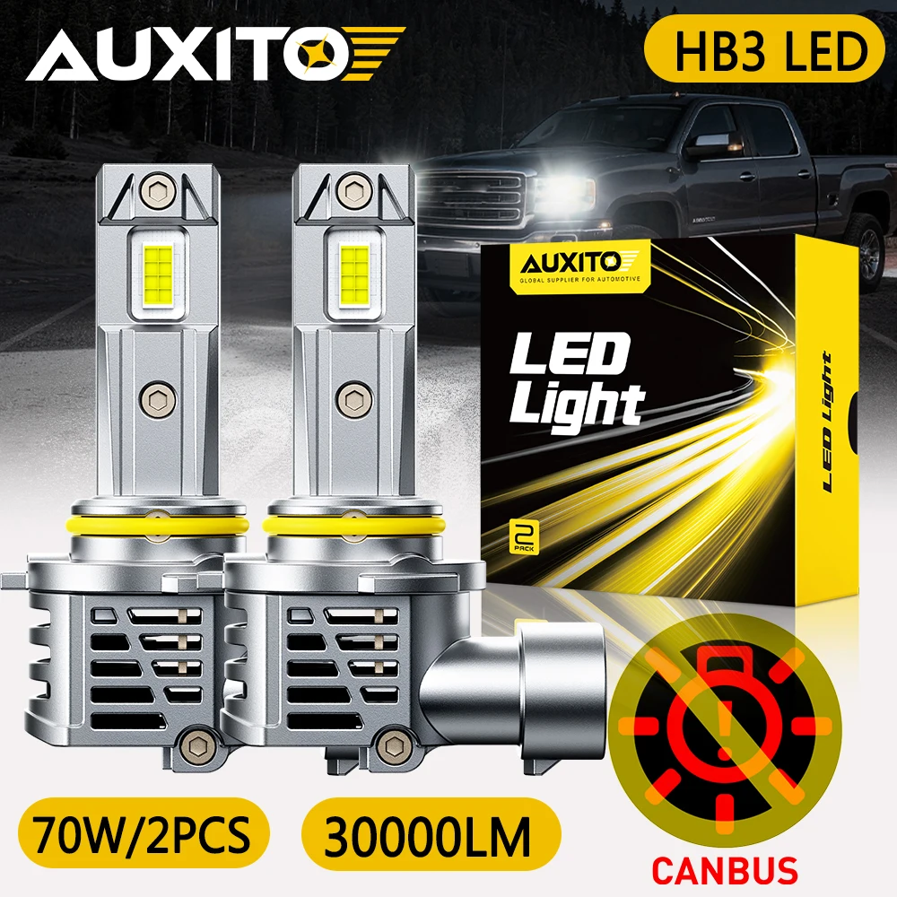 AUXITO 70W 30000LM 9005 HB3 LED Canbus High Power Turbo Headlight Bulbs Super Bright White 12V Automotivo Ampoule Lamps Kit 2Pcs