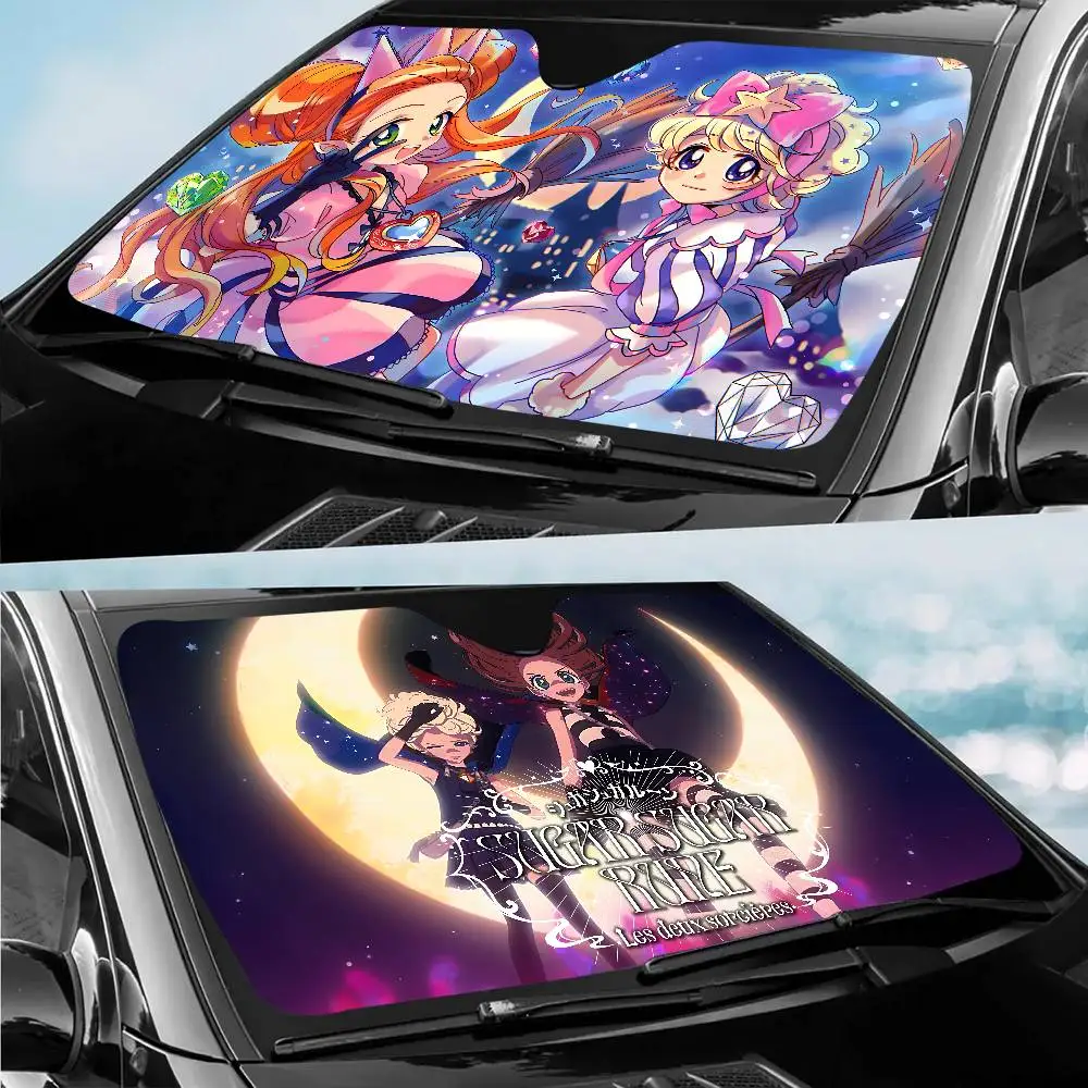 

Солнцезащитный складной экран для лобового стекла автомобиля с дизайном аниме «Сахар, сахар, руна», портативный, дышащий, с защитой от УФ-излучения