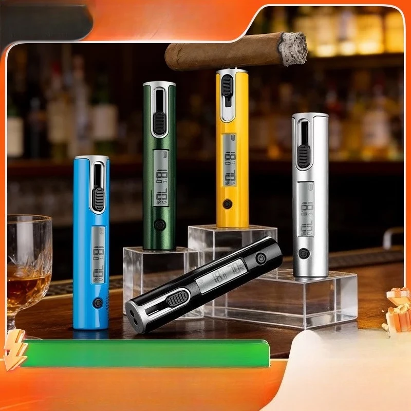 Rechargeable Cigar Thermo‑Hygrometer, Metal Probe Long‑Endurance, High‑Precision Humidity Temperature Monitor for Cigar Storage