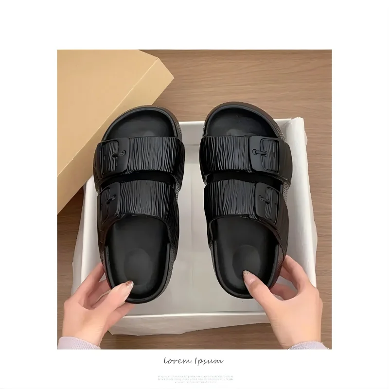 2026 Neue Damen Sommer Plateau-Keilabsatz-Slipper mit dicker EVA-Sohle, verstellbarer Schnalle, offener Zehenpartie, bequeme Outdoor-Freizeit-Slides – Detail 13