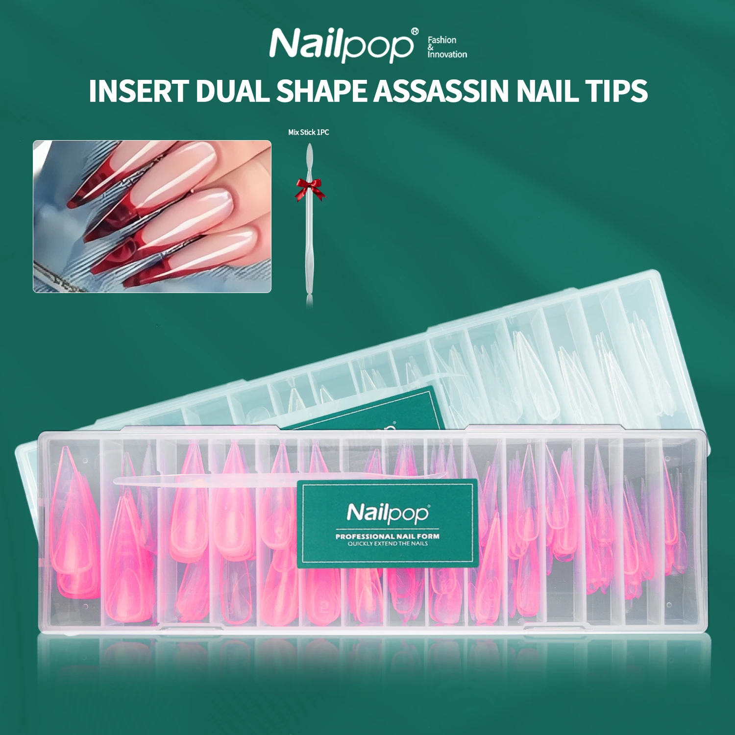 NAILPOP français intégré ongles double formes trapézoïdale larme clair couverture complète acrylique Poly Extension Gel ongles outils 150 pièces