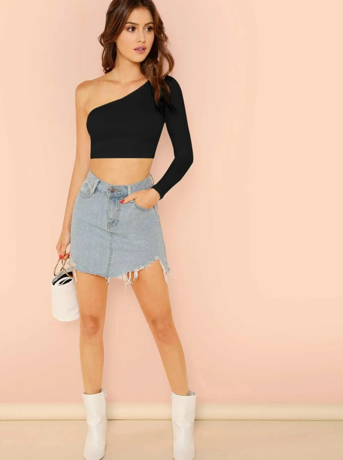 Privé One Shoulder Crop Tee