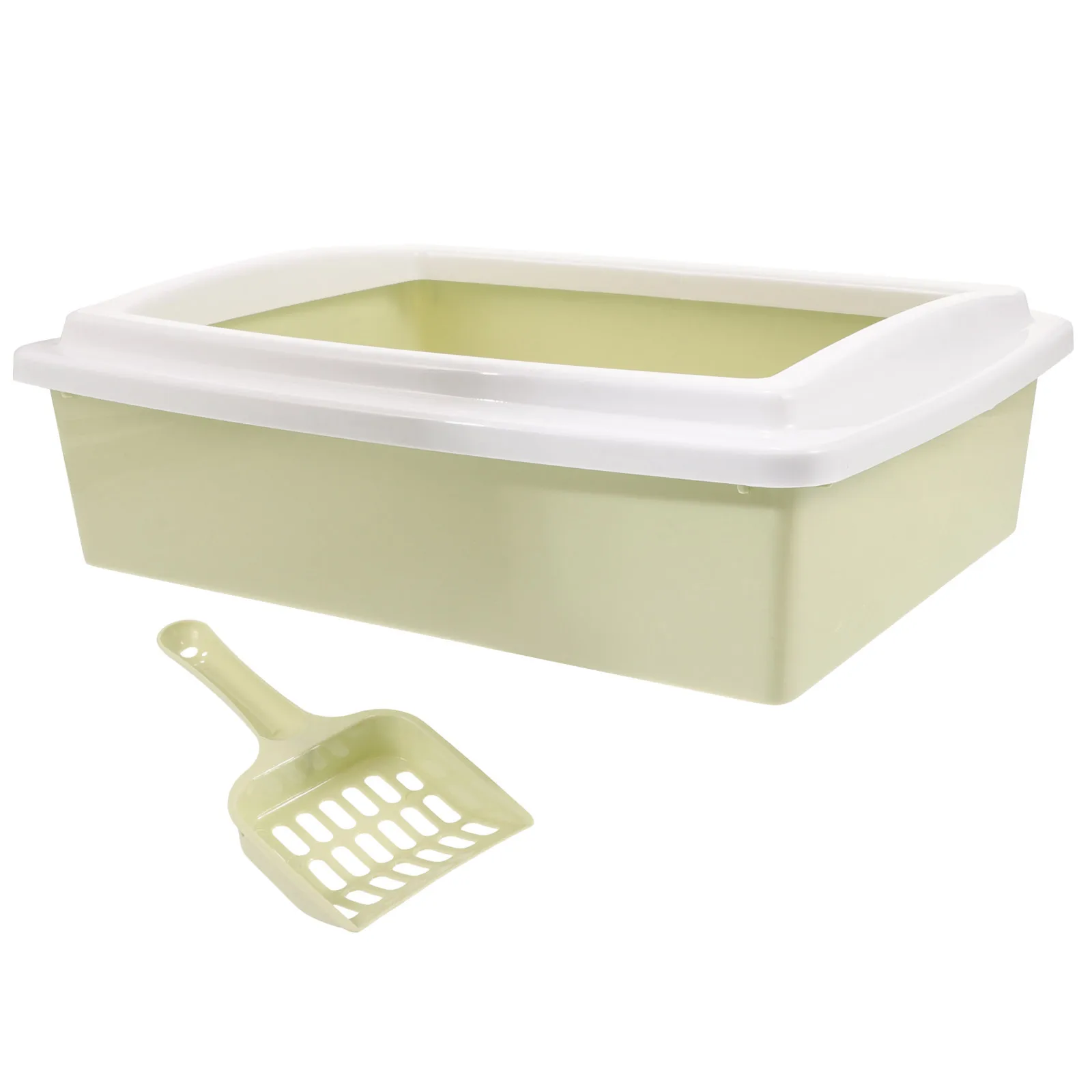 

1 Set Cat Box Semi-Enclosed High Sides Large Capacity Pp Material Open Top Detachable Fence Easy Clean Kitten Litter Tray Scoop