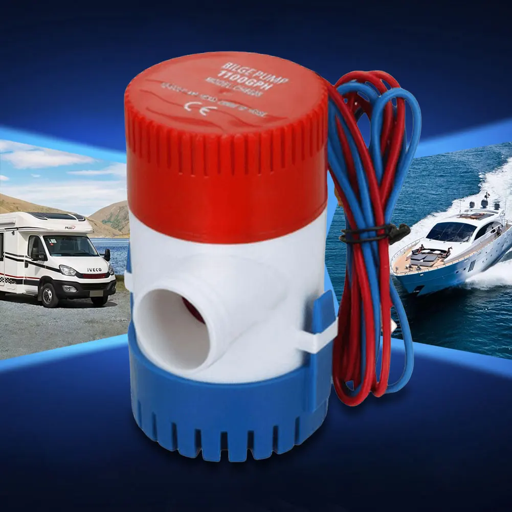Bomba de esgoto submersível para barco marinho, bomba de esgoto elétrica de baixo ruído, 12v, 1100gph, para barcos de pesca marinhos