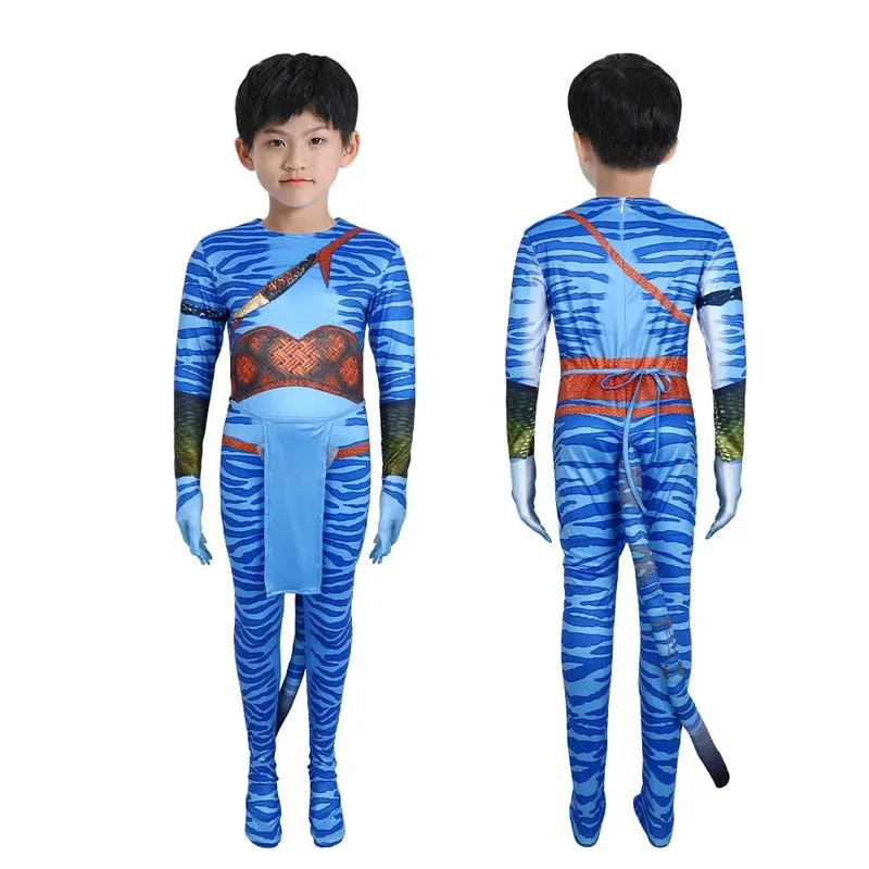 الصورة الرمزية 2 صبي الفتيات بذلة تأثيري حلي طريق الماء Neytiri الأطفال ارتداءها مرحلة الملابس هدية حفلة الهالوين