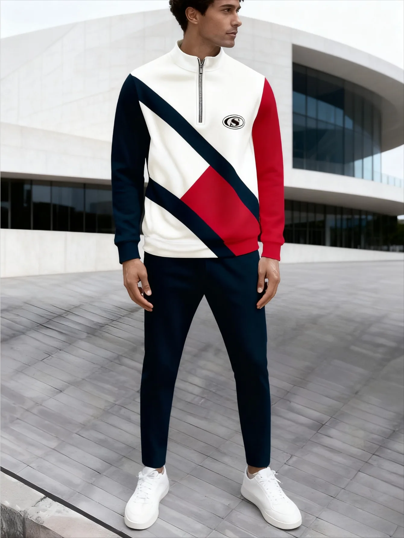 بدلة رياضية بغطاء للرأس بطباعة رقمية للرجال أوروبية وأمريكية - قماش سويت شيرت عالي الجودة وصديق للبشرة