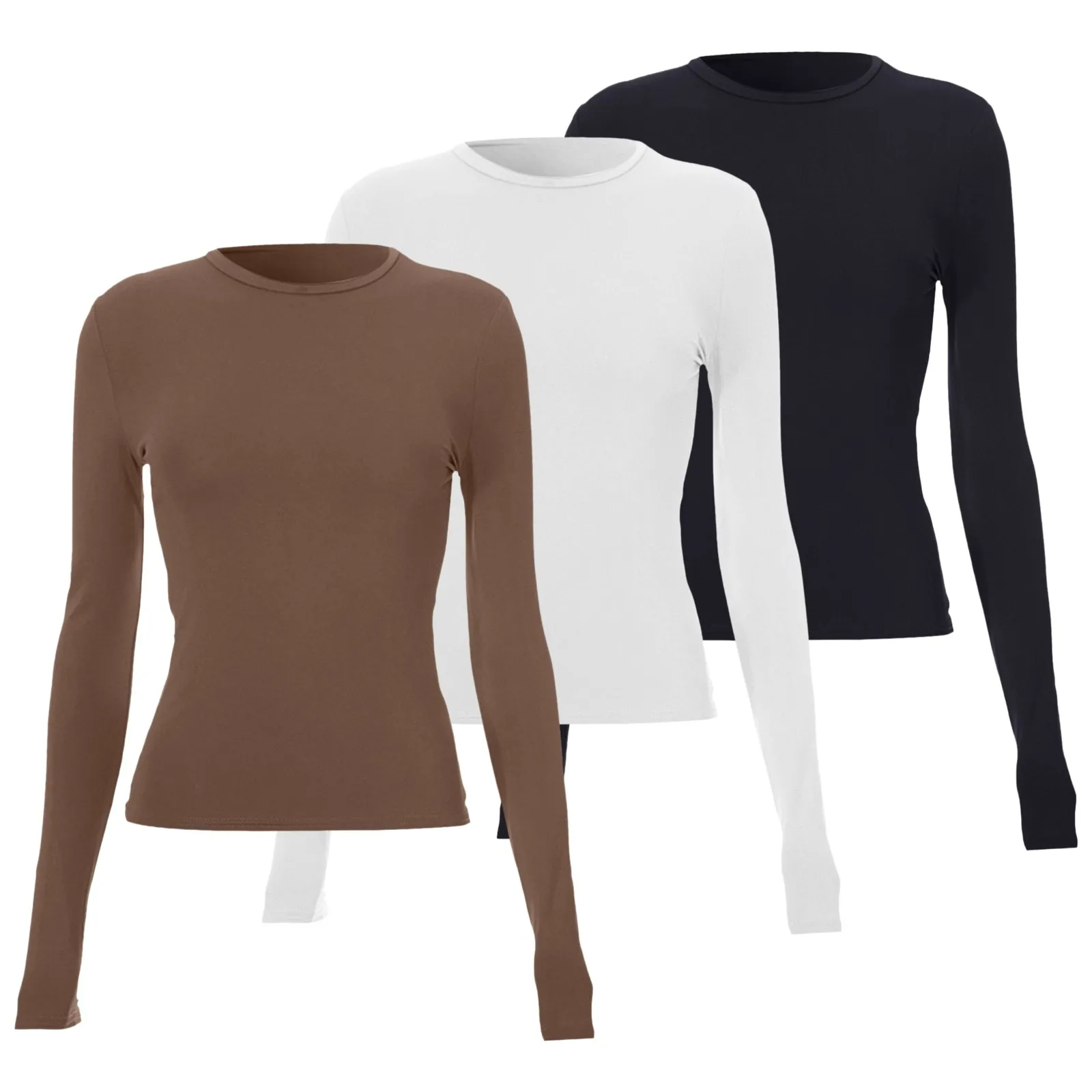 3pcs Women Slim T-Shirt Solid Color Long Sleeve T Shirts Go Out Top Streetwear Tees Camisetas De Mujer image 4