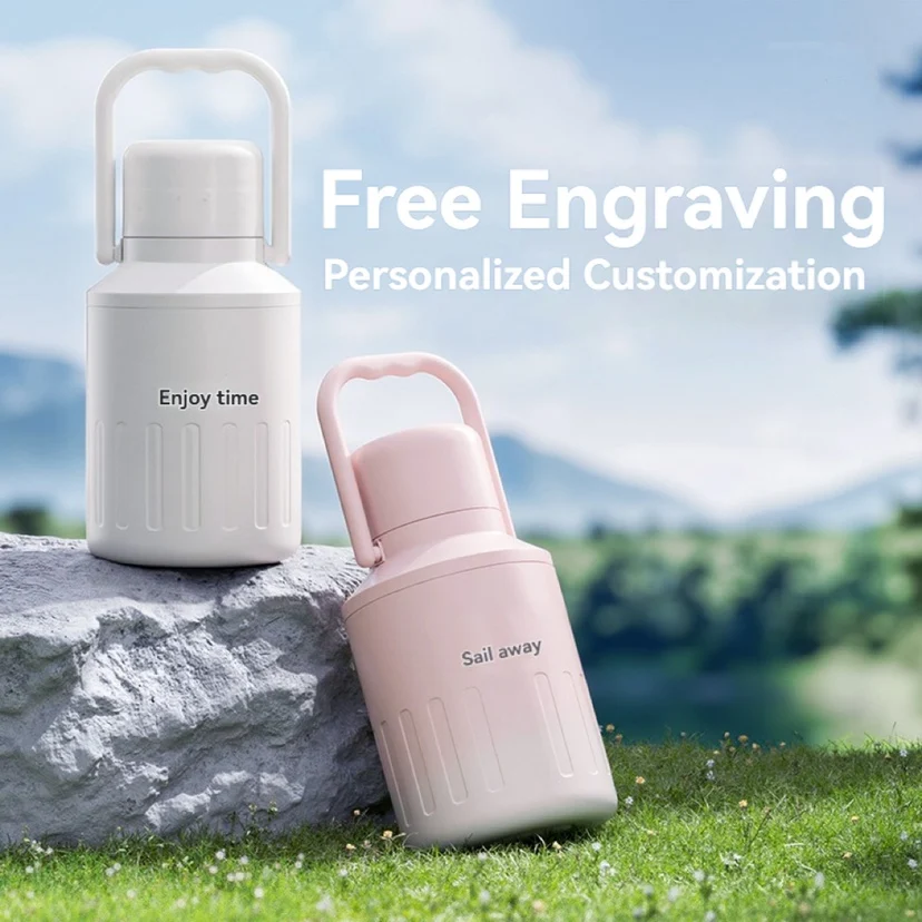 

Stainless Steel Thermal Bottle Cold and Heat Stainless Steel Vacuum Flask Campping Travel Cup with Handle