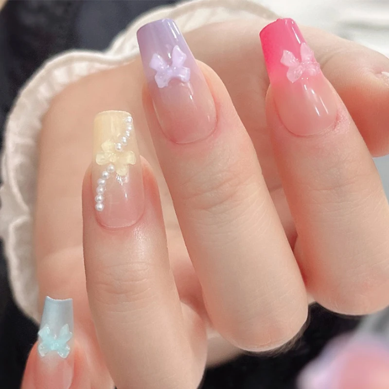 50PCS Bow Nail Charms Decorations Long Bowknot Ornament Kawaii Nail Supplies For Professionals Accessories image 3