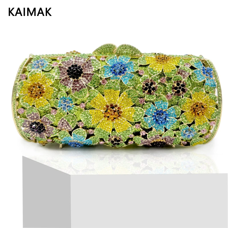 

Latest Luxury Stone Clutch Multi-color Flower Diamond Dinner Bag Christmas Gift Banquet Bag Women Wallet Rhinestone Handbag