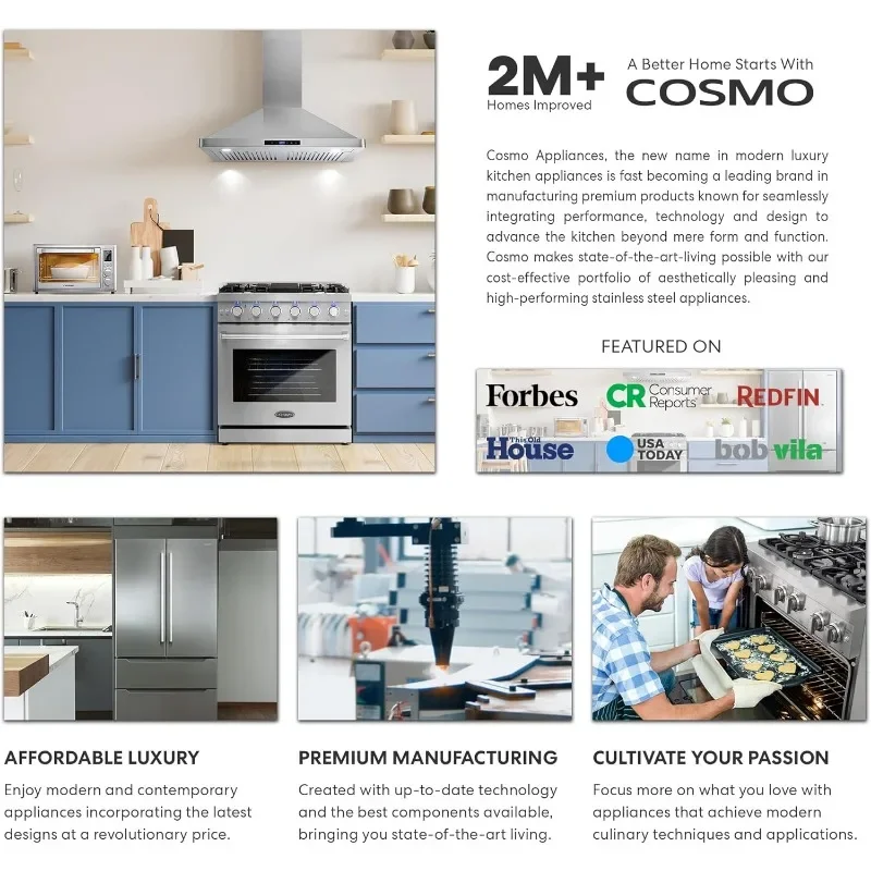 Forno micro-ondas de bancada Cosmo COS-BIM22SSB com sensor inteligente, predefinições de toque, 1200 W e 2,2 cu. pés de capacidade, 24 polegadas